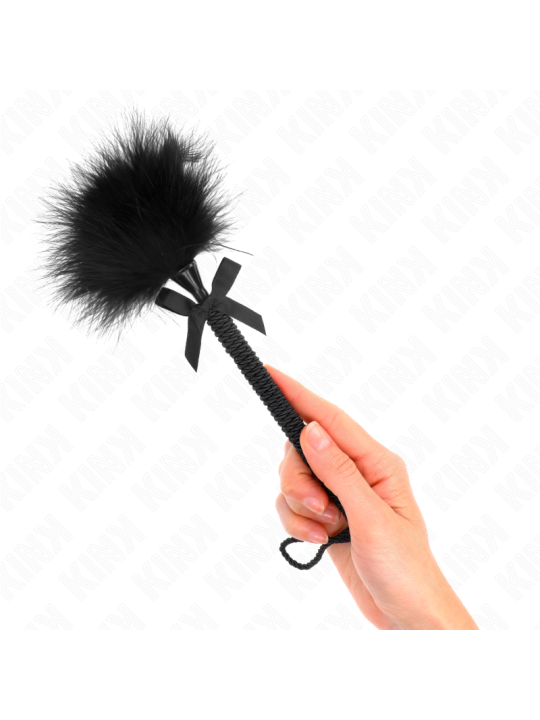 KINK MASAJEADOR DE CUERDA DE NAILON CON PLUMAS PARA COSQUILLAS Y LAZO NEGRO 25 CM