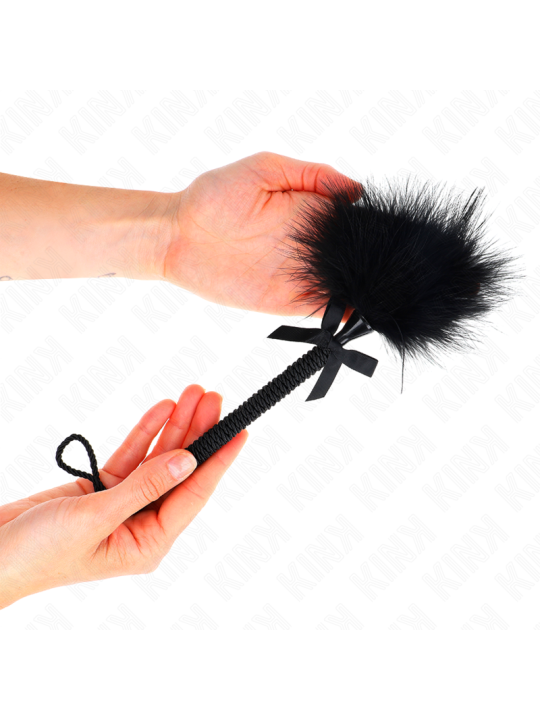 KINK MASAJEADOR DE CUERDA DE NAILON CON PLUMAS PARA COSQUILLAS Y LAZO NEGRO 25 CM