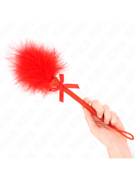 KINK MASAJEADOR DE CUERDA DE NAILON CON PLUMAS PARA COSQUILLAS Y LAZO ROJO 25 CM