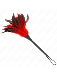 KINK PLUMAS DE POLLO PARA COSQUILLAS CON FORMA CUERNO DE CRIADA ROJO 36 CM