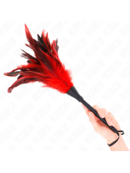 KINK PLUMAS DE POLLO PARA COSQUILLAS CON FORMA CUERNO DE CRIADA ROJO 36 CM