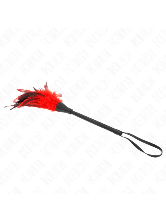 KINK PLUMAS DE POLLO PARA COSQUILLAS CON FORMA CUERNO DE CRIADA ROJO 36 CM