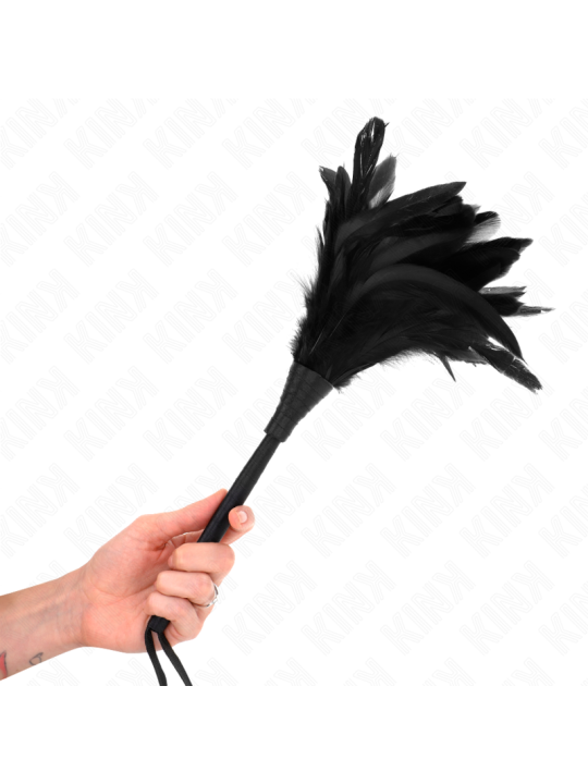 KINK PLUMAS DE POLLO PARA COSQUILLAS CON FORMA CUERNO DE CRIADA NEGRO 36 CM