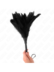 KINK PLUMAS DE POLLO PARA COSQUILLAS CON FORMA CUERNO DE CRIADA NEGRO 36 CM