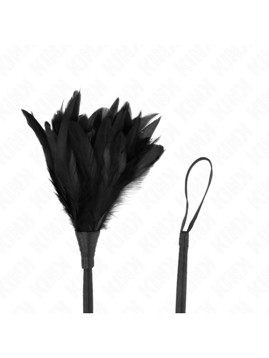 KINK PLUMAS DE POLLO PARA COSQUILLAS CON FORMA CUERNO DE CRIADA NEGRO 36 CM