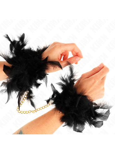 KINK ESPOSAS DE PLUMAS NEGRO CON CADENA DORADA MODELO 1