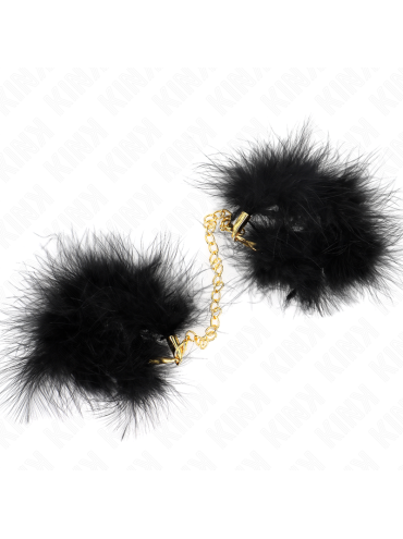 KINK ESPOSAS DE PLUMAS NEGRO CON CADENA DORADA MODELO 2
