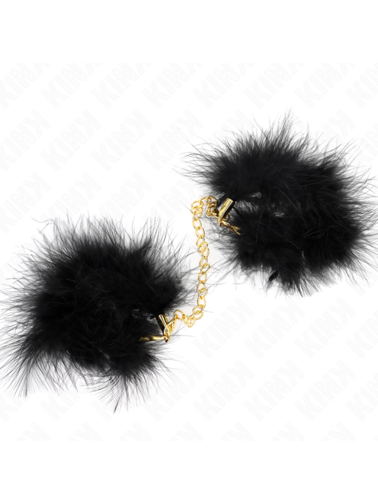 KINK ESPOSAS DE PLUMAS NEGRO CON CADENA DORADA MODELO 2
