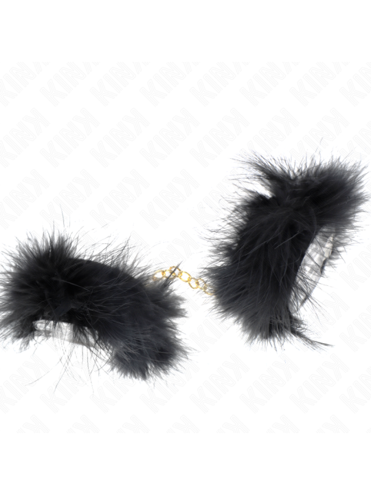 KINK ESPOSAS DE PLUMAS NEGRO CON CADENA DORADA MODELO 2