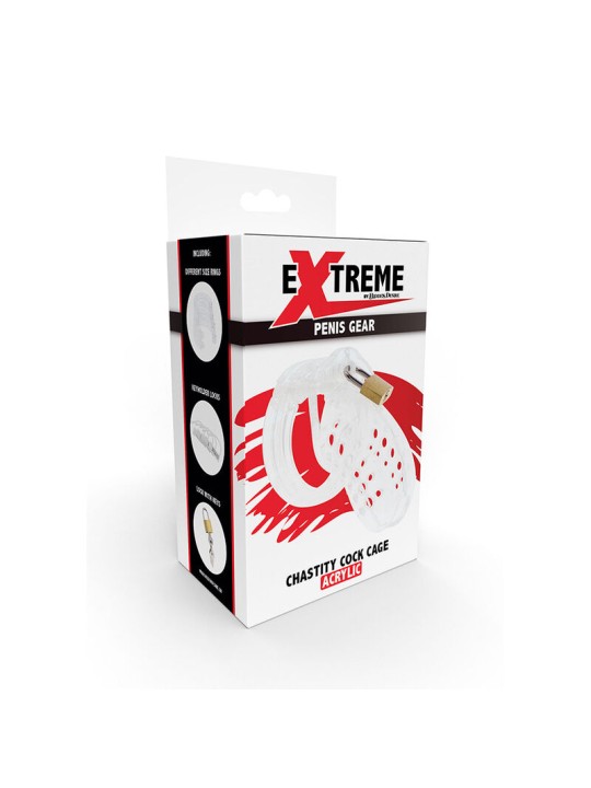 HIDDEN DESIRE EXTREME JAULA DE CASTIDAD ACRILICA AJUSTABLE TRANSPARENTE