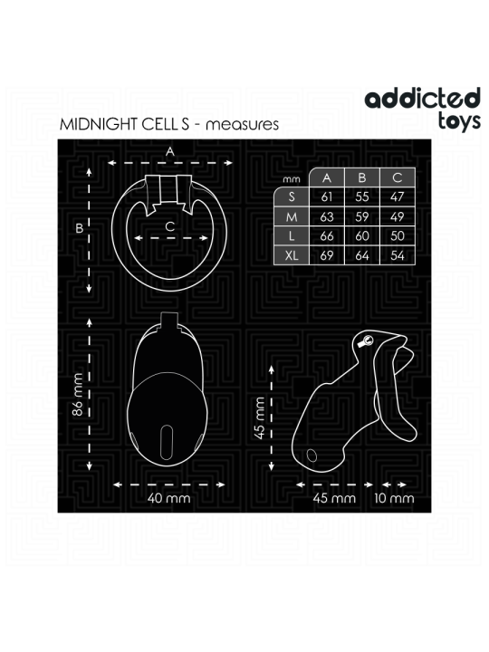 ADDICTED TOYS LOCKED MINDNIGHT CELL JAULA PARA PENE TALLA S 48 CM