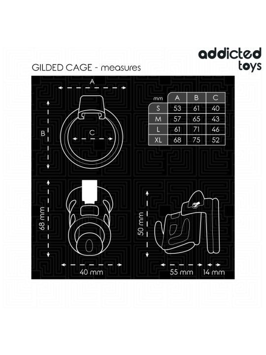 ADDICTED TOYS LOCKED GILDEN CAGE JAULA PARA PENE DE SILICONA 85 CM