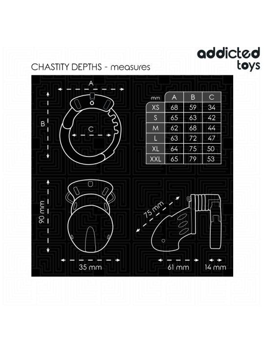 ADDICTED TOYS LOCKED CHASTITY DEPTHS JAULA PARA PENE 75 CM