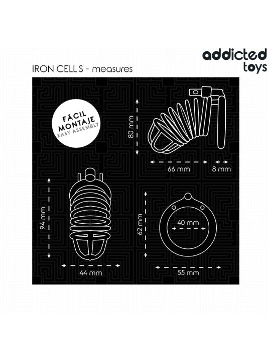 ADDICTED TOYS LOCKED IRON CELL JAULA PARA PENE DE METAL 4 CM TALLA S